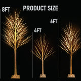 Dazzle Bright 3 Pack Light up Birch Tree, 4FT 96 LED/ 6FT 120 LED/ 8FT 240 LEDs Pre lit Birch Christmas Tree for Xmas Indoor Outdoor Home Party Garden Decor