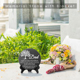 Landical Memorial Stones for Loved Ones Outside Memorial Garden Plaque with Bracket Garden Slate Stone Sympathy Gifts for Loss of Loved One(Dad, Tree)