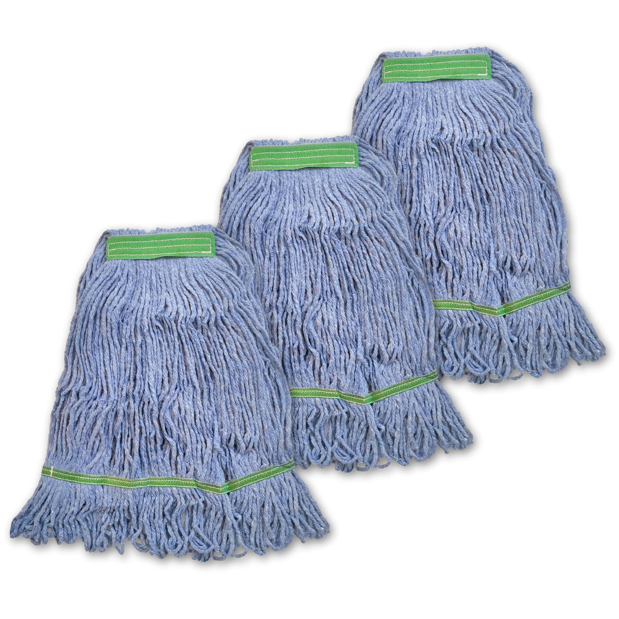 Super Clean Planet Heavy Duty Mop Head Refill (3-Pack) – Industrial Blue Cotton, Looped-End Wet Mop Heads for General, Commercial, Janitorial & Floor Cleaning