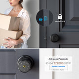 ThorBolt G1 Fingerprint Door Knob Lock with Keypad Biometric Door Knob Auto-Lock 4* AAA Alkaline Batteries Interior Door Lock for Bedroom, Garage, Office, Pantry Door Black