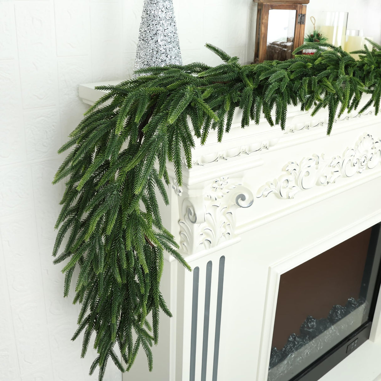 MDSTBN Realistic Christmas Garland Pine Garland Real Touch Green Artificial Greenery Garland Artificial Pine Garlands,for Table Mantle Wall Indoor Outdoor Christmas All-Season Decorations-6FT