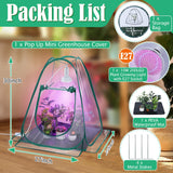 Meonum 1 Pack Mini Greenhouse with 10W 200 LED Grow Light Bulbs for Indoor, 27" x 27" x 30" Pop Up Small Greenhouse Cover with Bottom Waterproof Bottom Mat for Indoor Outdoor Plants Seed Starting