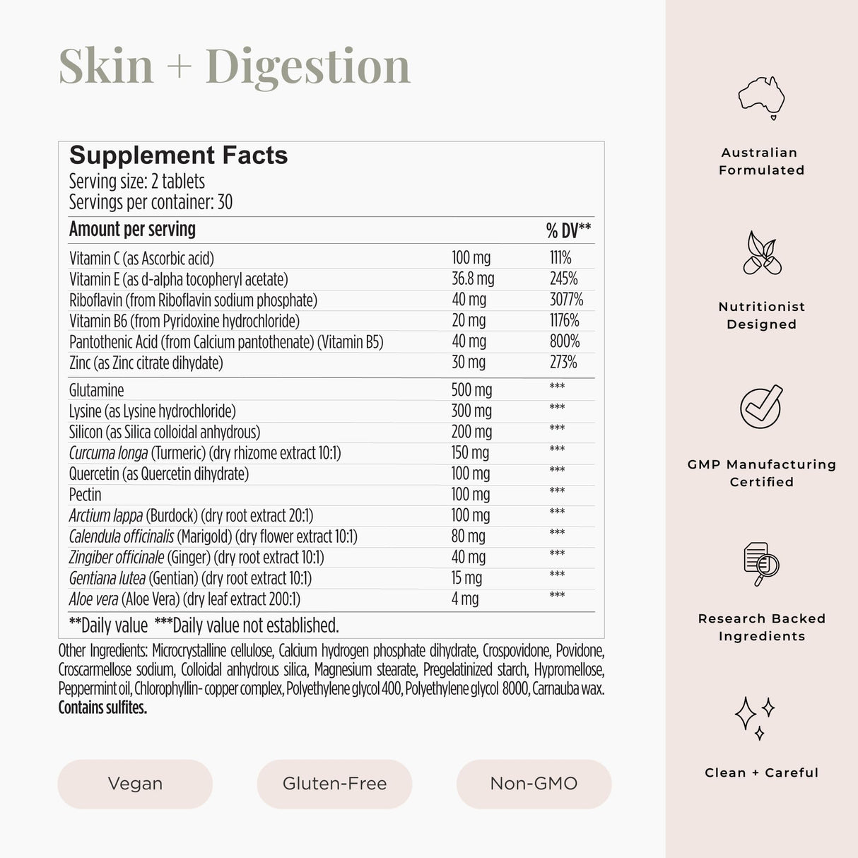 JSHealth Vitamins Skin and Digestion Formula Skin Vitamins | Clear Skin Supplement with Zinc for Acne | Acne Supplements for Clear Healthy Skin | Acne Treatment for Teens and Adults | 120 Count
