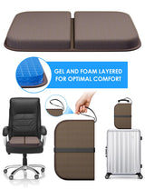 WISIMMALL Gel Seat Cushion Portable Massage Travel Cushions, 14.5" x 10.5" Thick Foldable Seat Cushion for Car Office Chair Wheelchair Hip, Coccyx, Sciatica, Pressure Sores Tailbone Pain Relief