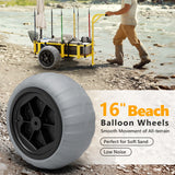 Bonnlo Beach Fishing Cart, Beach Wagon Trolley with 16" Big Balloon Wheels for Sand, Foldable Trailer with Large Cargo Deck, 400 lbs Load Capacity, 8 Fishing Rods Holders, Mesh Bag, Hand Pump
