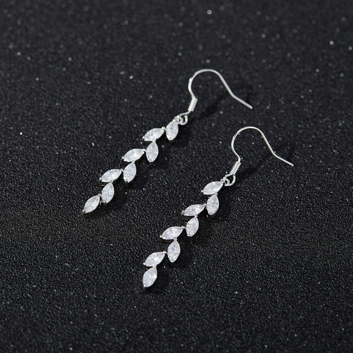SWEETV Marquise Wedding Bridal Dangle Earrings for Brides Bridesmaid