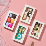RomanticBaking 100 Pack White 7 x 4 3/8 x 1 1/2inches Cookies Boxes with Window Christmas Bakery Packaging for Macaron Treat Boxes Chocolate Truffle