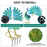 Autodaya 27.5" Metal Peacock Garden Statue with Spread Tail Yard Art