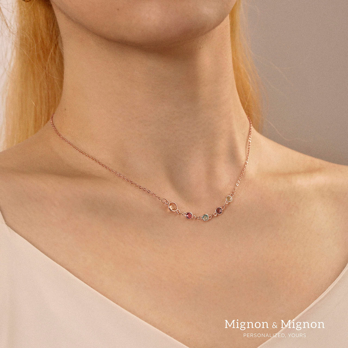 Family Birthstone Necklace for Women, Mom Birthstone Necklace 1 to 6 Stones