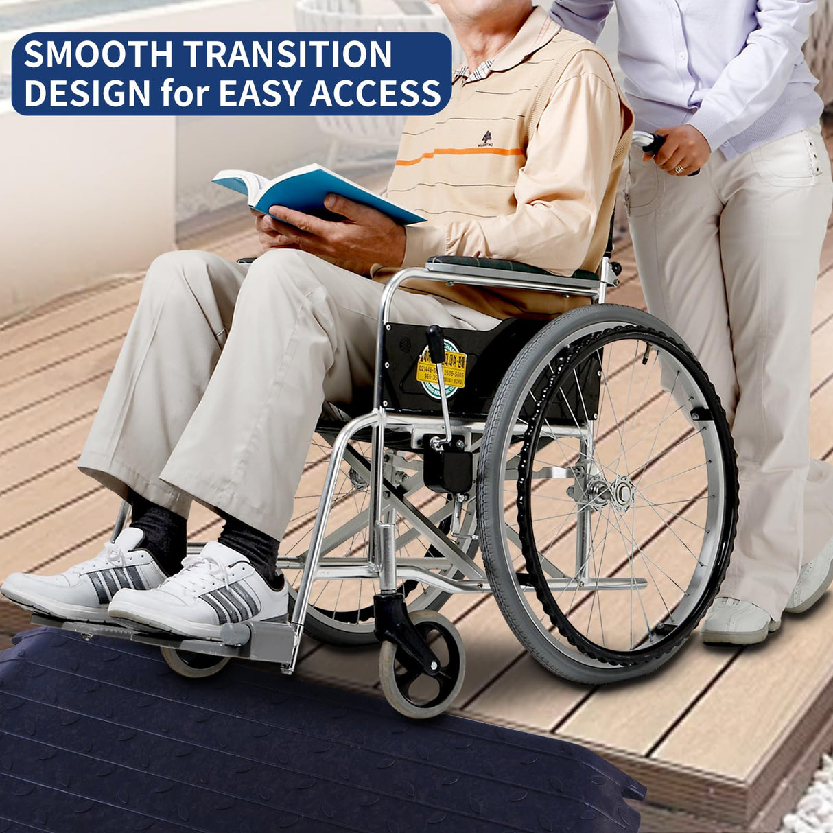 4 Inch Rise Threshold Ramp Anti-Slip Wheelchair Ramp Rubber Curb Ramp for Home Doorways 3 Feet Long 5500lbs Load Capacity(Anti-Slip Design)