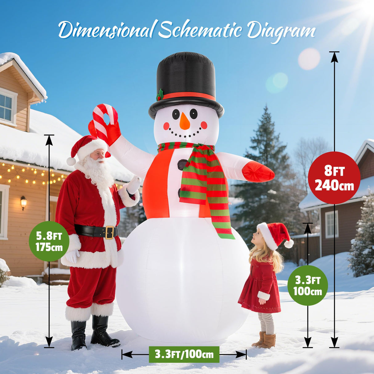 8 FT Christmas Inflatables Yard Decorations Snowman Outdoor, Giant Christmas Blow Ups Outdoor Decor Waterproof with Built-in Bright LED Lights for Yard Garden Patio Lawn