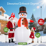 8 FT Christmas Inflatables Yard Decorations Snowman Outdoor, Giant Christmas Blow Ups Outdoor Decor Waterproof with Built-in Bright LED Lights for Yard Garden Patio Lawn