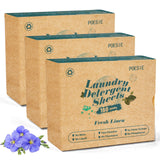 Poesie Laundry Detergent Sheets Fresh Linen Scent 3 Pack 480 Strips Plastic Free Fast Dissolve Washing for All Washing Machine Traveling Dorm Life Save Space