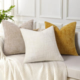 decorUhome Christmas Cream White Chenille Throw Pillow Covers 20x20 Set of 2 Thick Textured Slubby Couch Pillow Covers Farmhouse Accent Modern Neutral Decorative Pillow Cases for Bed Sofa Living Room