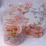 Mystery Jewelry Jar for Women, Pink Jewelry Gift Set(Elegant and lovely Boho Mixed Punk Everyday Necklaces,Earrings, Rings,Bracelets/Bangles),Valentines Day Gifts,Unique Alternative Fashion Romantic Present for Her(Pink - 25-30 pcs)