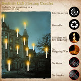 YMXHK Halloween Decorations - Floating Candles with Wand, 12 Pcs Flameless Candles with Warm Light Flickering, Witch Wizard Christmas Decor for Indoor Home Room Classroom Bedroom Birthday Party