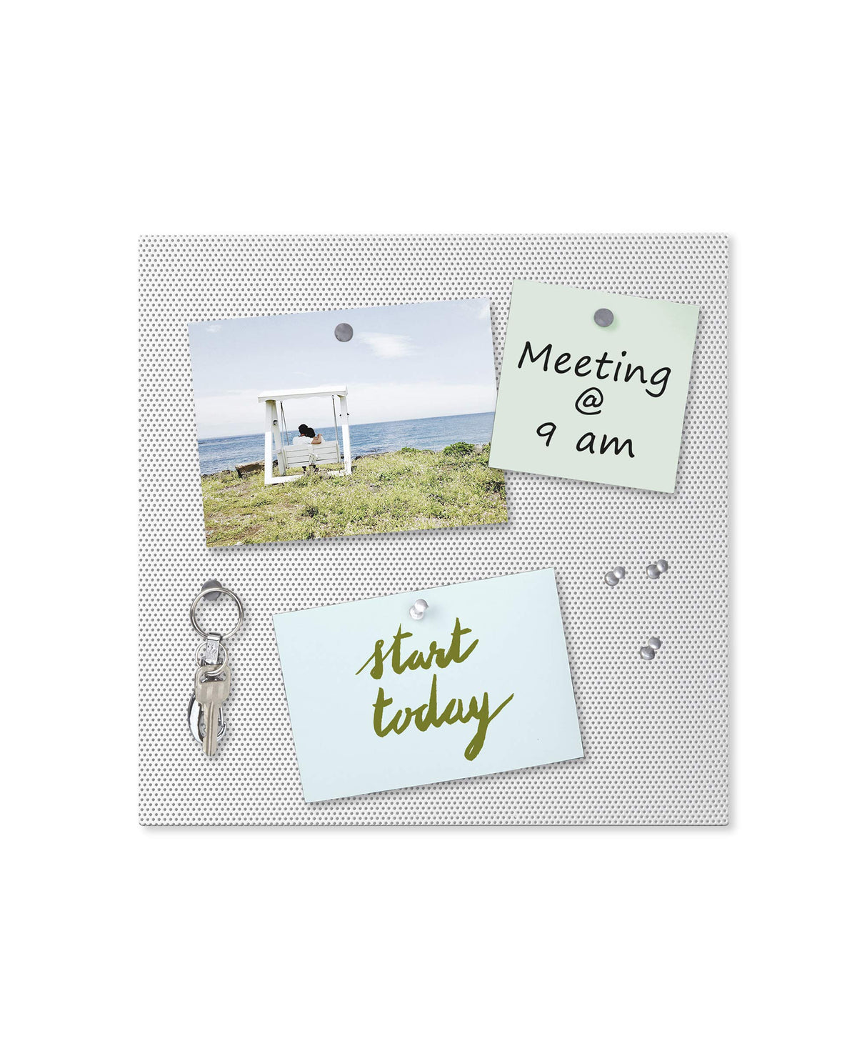 Umbra Bulletboard – Cork Board, Bulletin Board and Magnetic Board for Walls – Modern Look with Dual Surface Design – Includes 12 Pushpins and 12 Magnets, 12x12 Inch, White