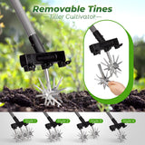 Walensee Rotary Cultivator, Adjustable Hand Tiller for Soil Clod Breaking