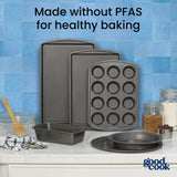 GoodCook Everyday Nonstick Baking Sheet Set, 3 Pack Includes Small (13×9) Medium (15×1) and Large (17×11) Pans Carbon Steel Construction Cookie Sheets Bakeware Set, Gray