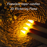 Flameless Taper Candles with Remote Control and Timer, Battery Operated LED Candlesticks with Flickering 3D Flame, 9.6 Inches Plastic Fake Candles for Christmas, Wedding and Home Decor (Ivory, 15)