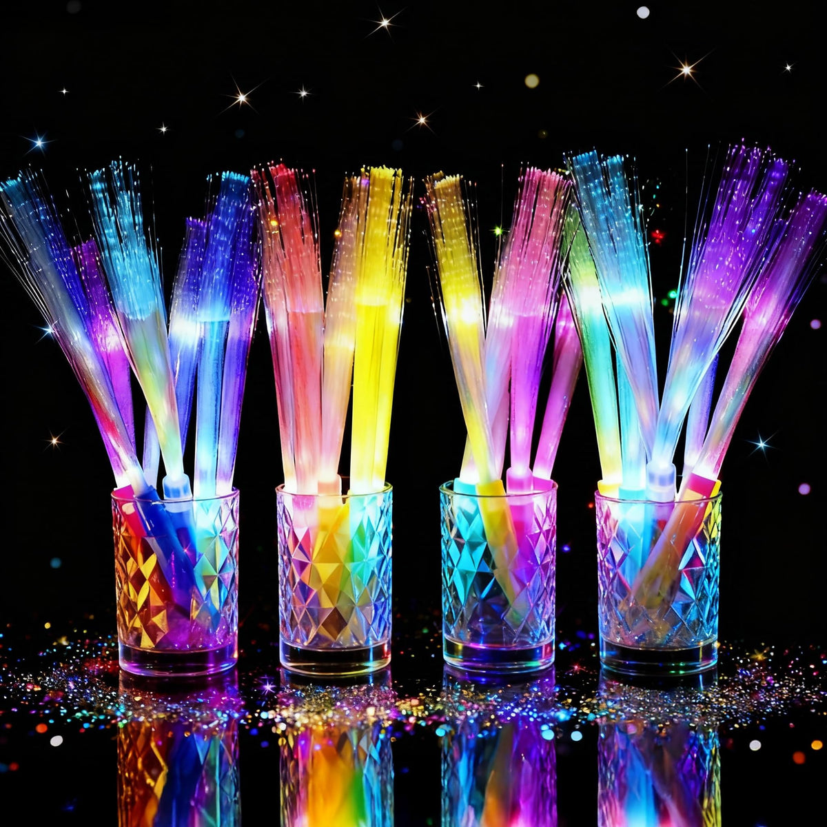JSronms 24 PCS Fiber Optic Wand,Glow Fiber Optic Wands,Glow in The Dark Party,Glow Wands led Light up Party Favors for Wedding,neon Party,New Year Party Favors,Halloween,Christmas,Bar DJ