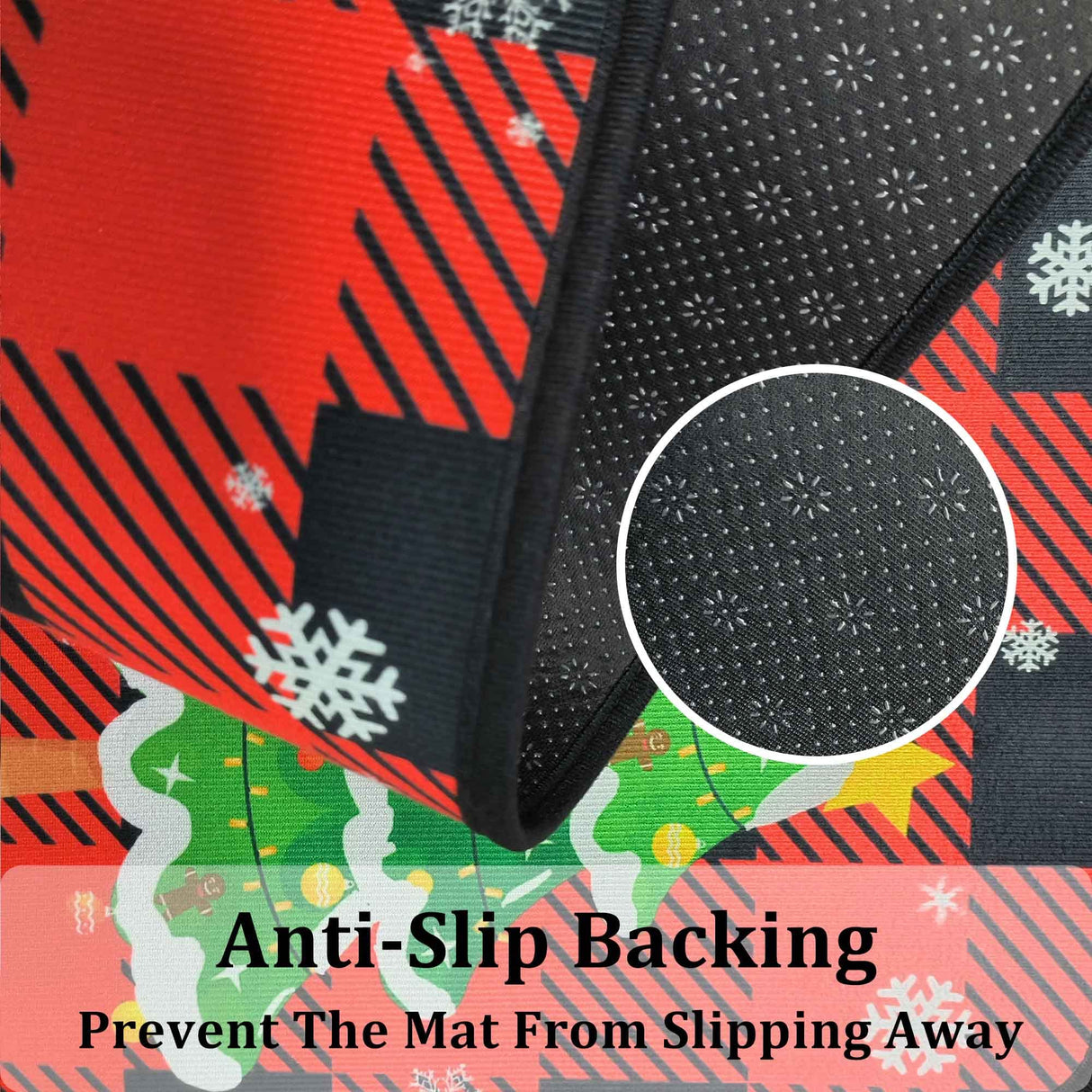 Christmas Kitchen Rugs and Mats Set (2 PCS), Merry Christmas Indoor Floor Mats Red Black Buffalo Check Plaid for Winter, Xmas Door Mat Runner Rug Mat for Kitchen Home Decor (17"x47"+17"x30")