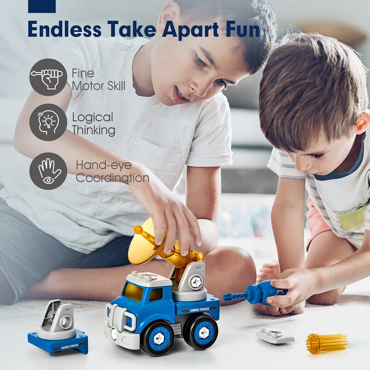 hahaland 5 Year Old Boy Birthday Gift - STEM Toys for Ages 5-7, Toy for 5 6 Year Old Boy, 5 in 1 Building Take Apart Trucks Transform to Robot, Boys Toys Stocking Stuffers Christmas Grandkids Gifts