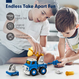 hahaland 5 Year Old Boy Birthday Gift - STEM Toys for Ages 5-7, Toy for 5 6 Year Old Boy, 5 in 1 Building Take Apart Trucks Transform to Robot, Boys Toys Stocking Stuffers Christmas Grandkids Gifts