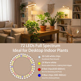 Grow Lights for Indoor Plants Full Spectrum, Desk LED Plant Light with Faux Wood Grain, 12"-43" Height Adjustable, Auto On/Off Timer 3/9/12H, 3 Modes 10 Dimmable Levels for Succulents, Herbs