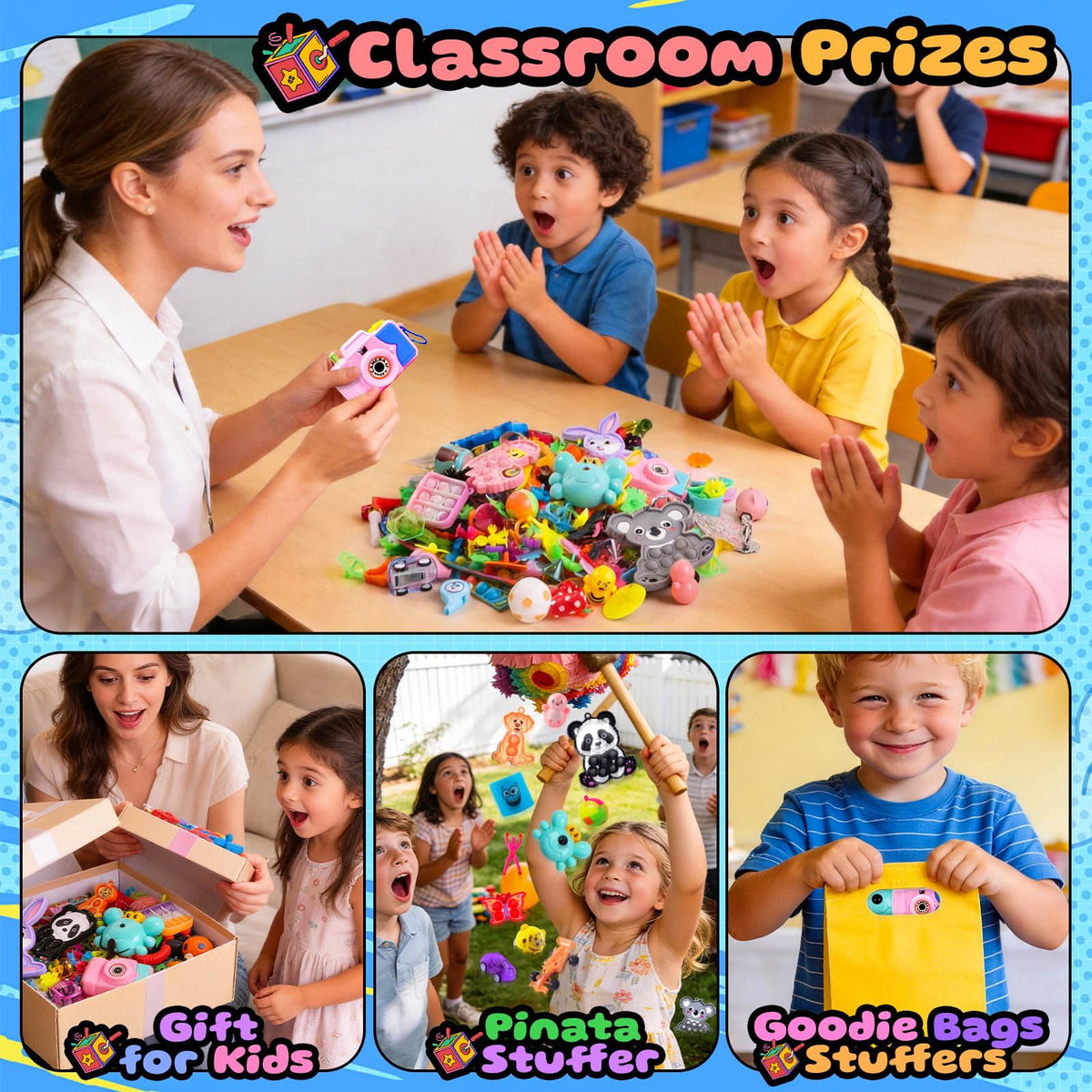 Kiss Monkey 640 PCS Party Favors for Kids, Fidget Toys Bulk, Prize Treasure Box Toys for Classroom, Goodie Bags Stuffers for Kids, Pinata Stuffers for Kids, Birthday Gifts, Carnival Prizes