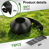 3 Inch x 50FT Garden Edging Border,Landscaping with 75pcs Spikes
