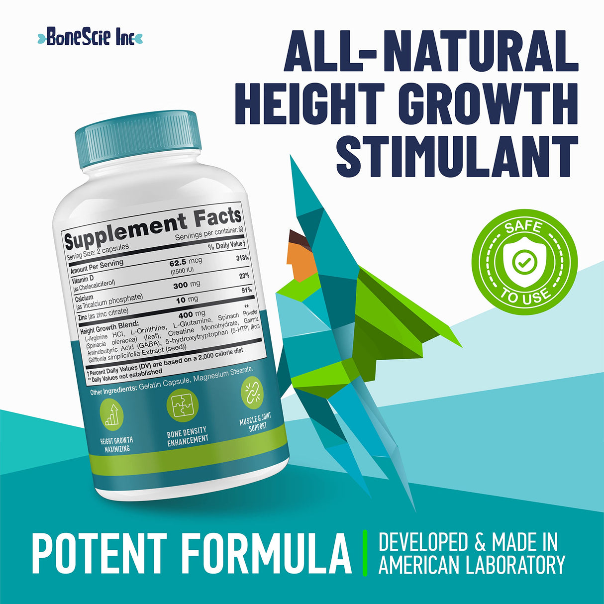 Height Growth Maximizer - Made in USA - Natural Height Increase Booster & Bone Growth Pills - Grow Taller Supplement for Adults, Teens & Kids - Vitamins for Boys & Girls to Get Taller - 120 capsules