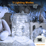 btfarm 30 Pack LED Fairy Lights Battery Operated [3 Modes] Twinkle Lights, 7FT 20 LED Mini String Lights Mason Jars Silver Wire Small Christmas Wedding Party, Cold White