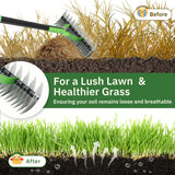 Thatch Rake, 13" Wide Efficient Dethatcher Rake with 55" Adjustable Long Handle, Heavy Duty Steel Metal Dethatching Rakes for Cleaning Dead Grass, Loosening Soil, Lawn Care in Yard Garden