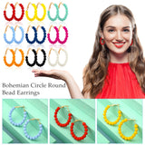 Bonuci 9 Pairs Beaded Hoop Earrings for Women,Classic