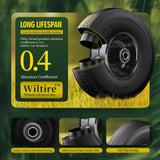 Wiltire (2 Pack) 4.10/3.50-4 Flat Free Tire and Wheel 10-Inch Solid Wheel Replacement with 5/8 Extra 3/4 &1/2 Bearings,2.2" Offset Hub -Compatible with Hand Truck,Wheelbarrow(Wave,Black)