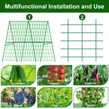 48 x 48 Inch Foldable Cucumber Trellis for Raised Bed- A-Frame Garden Trellis for Climbing Plant Outdoor with Climbing Net and Plant Support Clip for Outdoor Plants Zucchini Vegetables Tomato Flowers