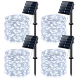 JMEXSUSS 4 Pack 100 LED Solar String Lights for Outside, 33ft White Solar Fairy Lights Outdoor Waterproof, 8 Modes Solar Christmas Lights for Garden Yard Tree Wedding Decorations
