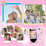 WEOLULI Kids Smart Phone with Dual Camera, Game & Music Player, Toddler Learning Play Toy Cell Phone, Gifts for Girls, Christmas, Birthday, Age 3-10, Light Pink