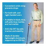 Carex Soft Grip Walking Cane - Height Adjustable Cane With Wrist Strap - Latex Free Soft Cushion Handle, Metallic Blue