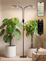 GLOWRIUM Smart Grow Lights for Indoor Plants, 48W Full Spectrum Plant Lights with Bluetooth App, Adjustable Height 47-70.9", Auto Timer, Indoor Plant Lamp for Large Tall Plants（Black 48W）