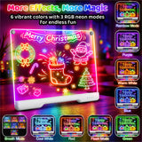 LED Drawing Board with 9 Light Effects, Rechargeable 16" Glow Doodle Note Message Board with Colors, Neon Light Up Drawing Pad Gift Ideas for Kids, Birthday, Christmas with Markers & Tracing Book