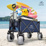 BLINTHAR Beach Wagon with Big Wheels for Sand, Heavy Duty Harder Sand Collapsible Folding Wagon with All-Terrain 9" Pneumatic Ballon Tires, Utility Wagon for Garden Sports Camping Outdoor Activities