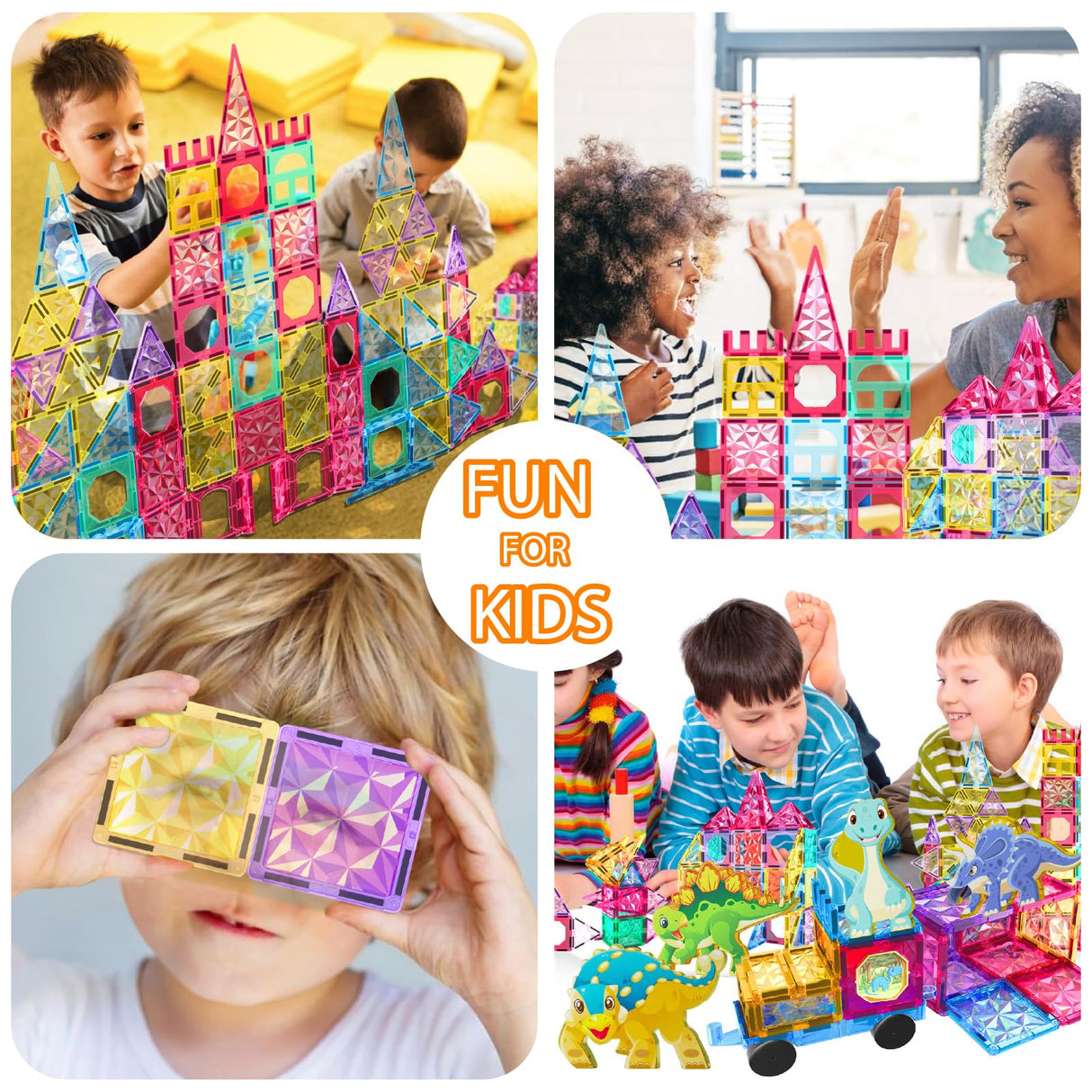 Jasonwell 110PCS Magnetic Tiles Building Blocks Set for Boys Girls Preschool Educational Magnet Construction Kit Stacking STEM Toys Christmas Birthday Gifts for Kids Toddlers 3 4 5 6 7 8 9 + Year Old