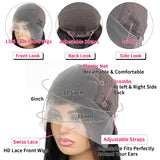 13x6 Deep Wave Lace Front Wigs Human Hair 200 Density HD Transparent Deep Curly Lace Front Wig Human Hair Lace Frontal Wigs for Women Pre Plucked Natural Black (Black, 26 inch)