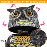 Glintoper Plastic Fake Owl Wagging Head Outdoor Statues 16.5 inch, Bird Scarecrow Horned Decoy, Bird Deterrents Scary Birds Away, Nature Enemy Pest Repellent for Outdoor Garden Yard Protectors