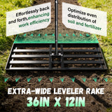 36X12 Lawn Leveling Rake,Lawn Leveler with 78" Long Handle