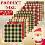 Fanfanwin 60 Pcs 10 x 10 Inch Vintage Christmas Quilting Fabric Plaid Homespun Cotton Fabric Jelly Squares Lattice Rustic Precut Santa Claus Quilting Strips for Xmas Craft Sewing DIY