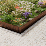 SnugNiture Corrugated Metal Garden Edging,6"×50'Sturdy Lawn Edging Border,Landscape Edging Border for Lawn, Flower Bed,Garden and Yard(Brown with White)