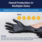 Adenna Dark Light Bulk Disposable Nitrile Gloves – 9 Mil, Heavy Duty Work Rubber Glove with Textured Grip, Non-Latex & Powder Free, Case of 900, Extra Large, Black